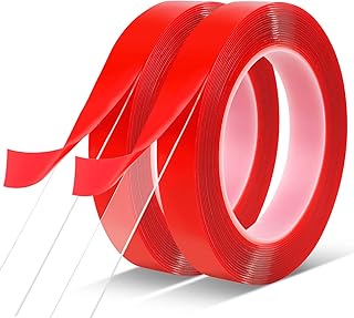 Double Sided Tape 2 Pack Heavy Duty, (3/4" Width, Total 20 FT) Clear Adhesive Waterproof Removable Double Sided Mounting T...