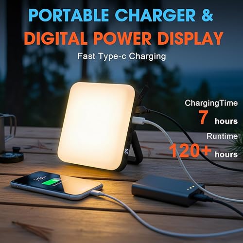 Miniatura 6 de Linterna LED recargable para campamento, 10000 mAh, luces de campamento portátiles de hasta 90 horas y 4 modos de luz, IPX5 impermeable, esenciales