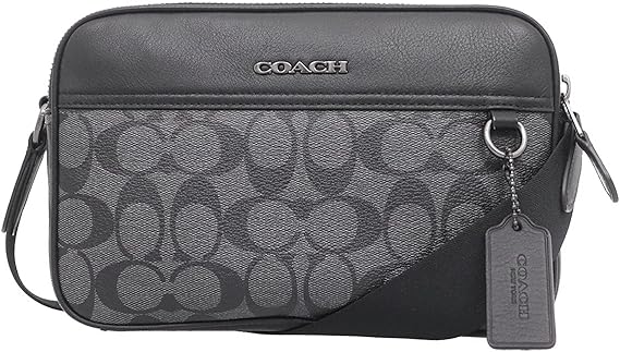 美品　COACH グラハムメッセンジャーバッグ レザーPVC 良品 送料無料 コーチ メンズ COACH レザー シグネチャー バイク