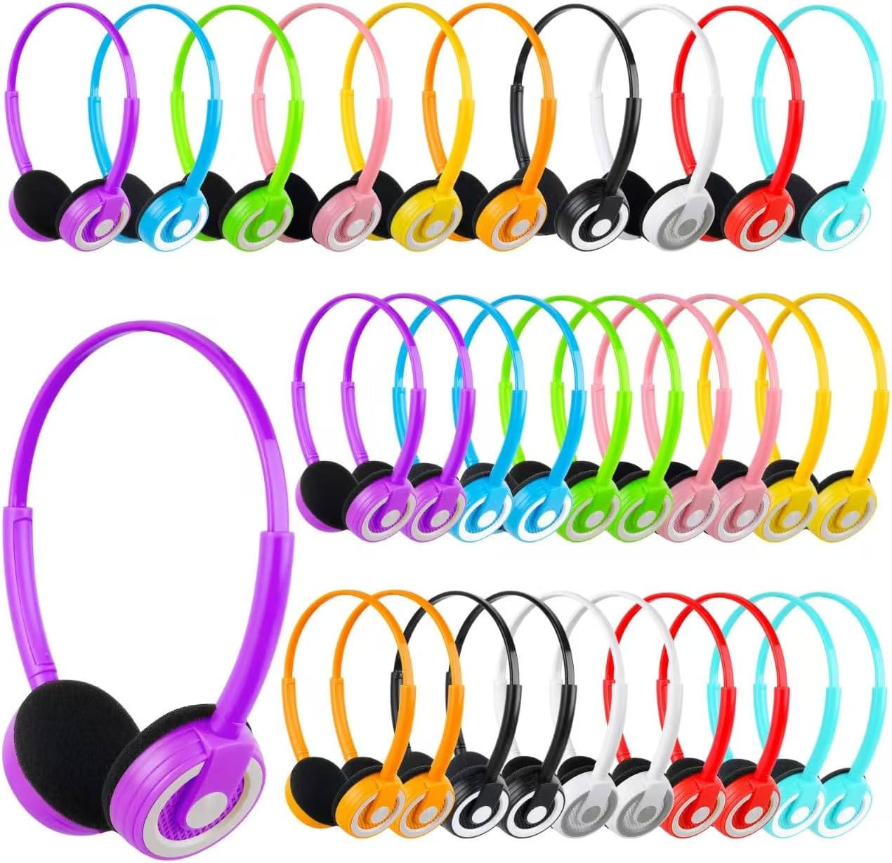 אוזניות כיתה בתפזורת 15 חבילה לתלמידים אוזניות סיטונאיות לילדים בית ספר אוזניות 3.5 מ"מ למחשב נייד מחשב נייד מחשב נייד צבע מעורב (ב)