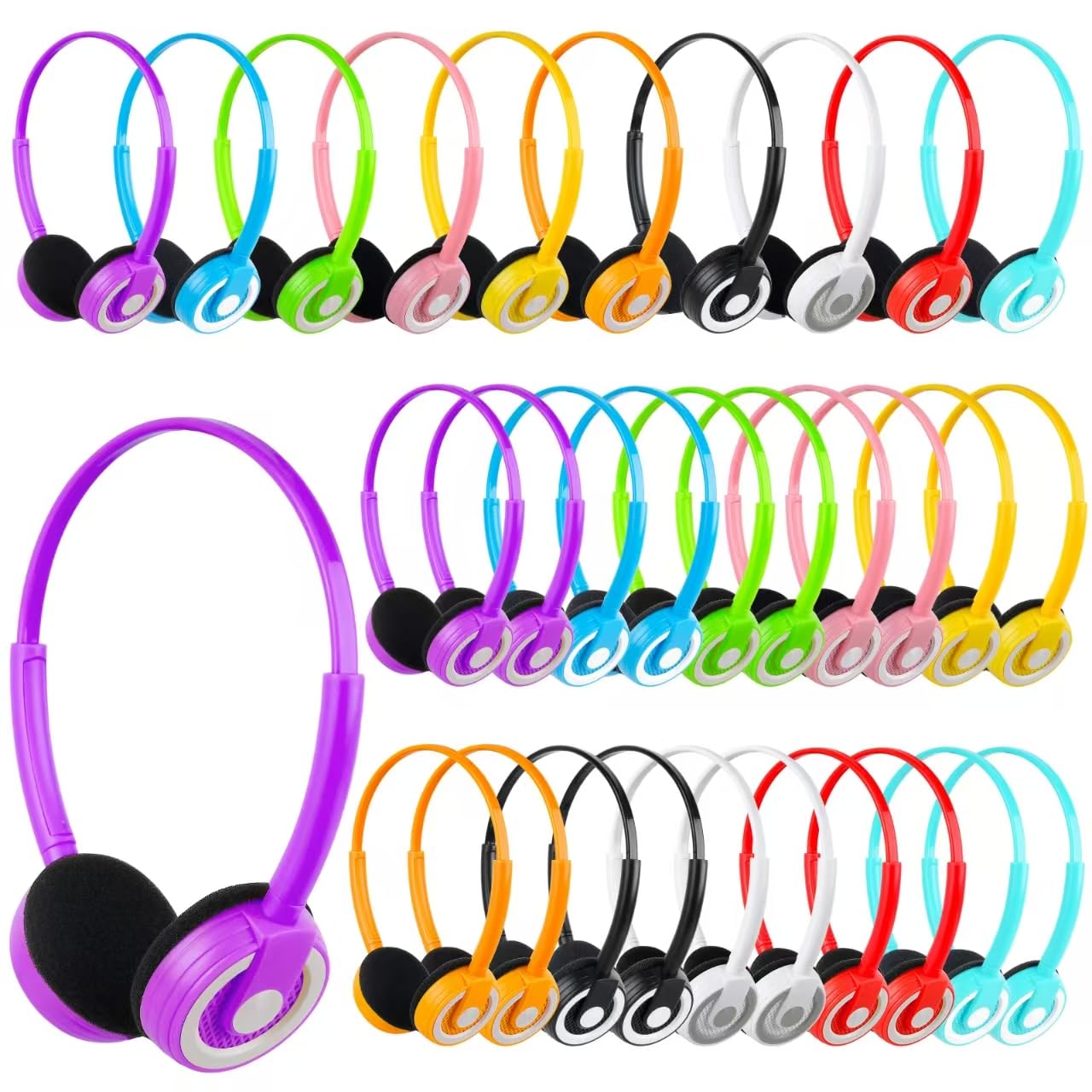 Lot de 15 écouteurs de salle de classe en vrac pour étudiants, enfants, école, vente en gros, prise jack 3,5 mm pour Chromebook, ordinateur portable, PC (B)