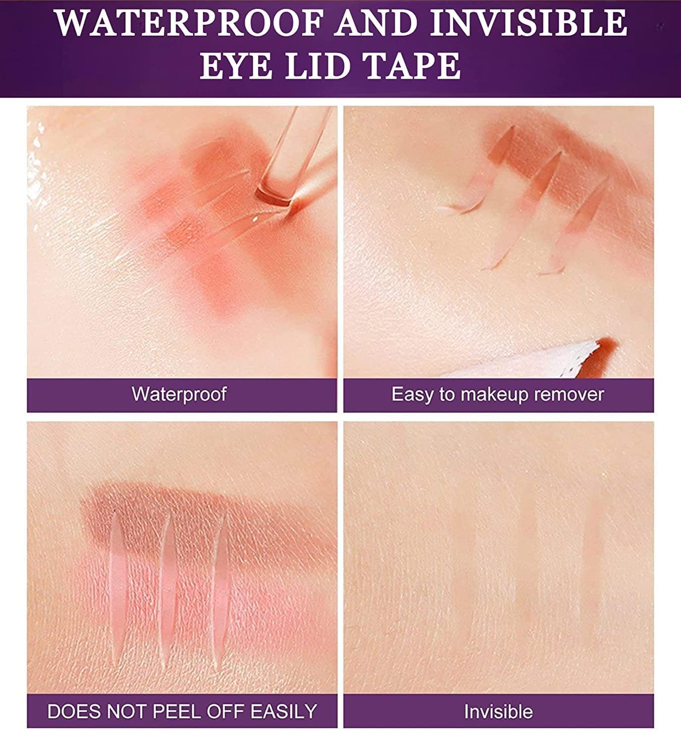 MURTISIDDH 600 Pair Eyelid Tape | Waterproof & Invisible Double Eyelid Stickers for Hooded Eyes Makeup | Eyelid Tape Tools Sticker Strips with Fork | Double Sided with Premium Looks Roll Case(Pack of 1) 3