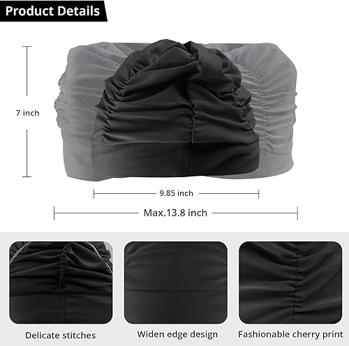 Vista 2 de Swim Caps for Women Swimming,1 Pcs Fabric Nylon Cloth Swim Cap, Comfort Pleated Swimming Cap for Long Hair, Not Waterproof Elastic Bathing Caps