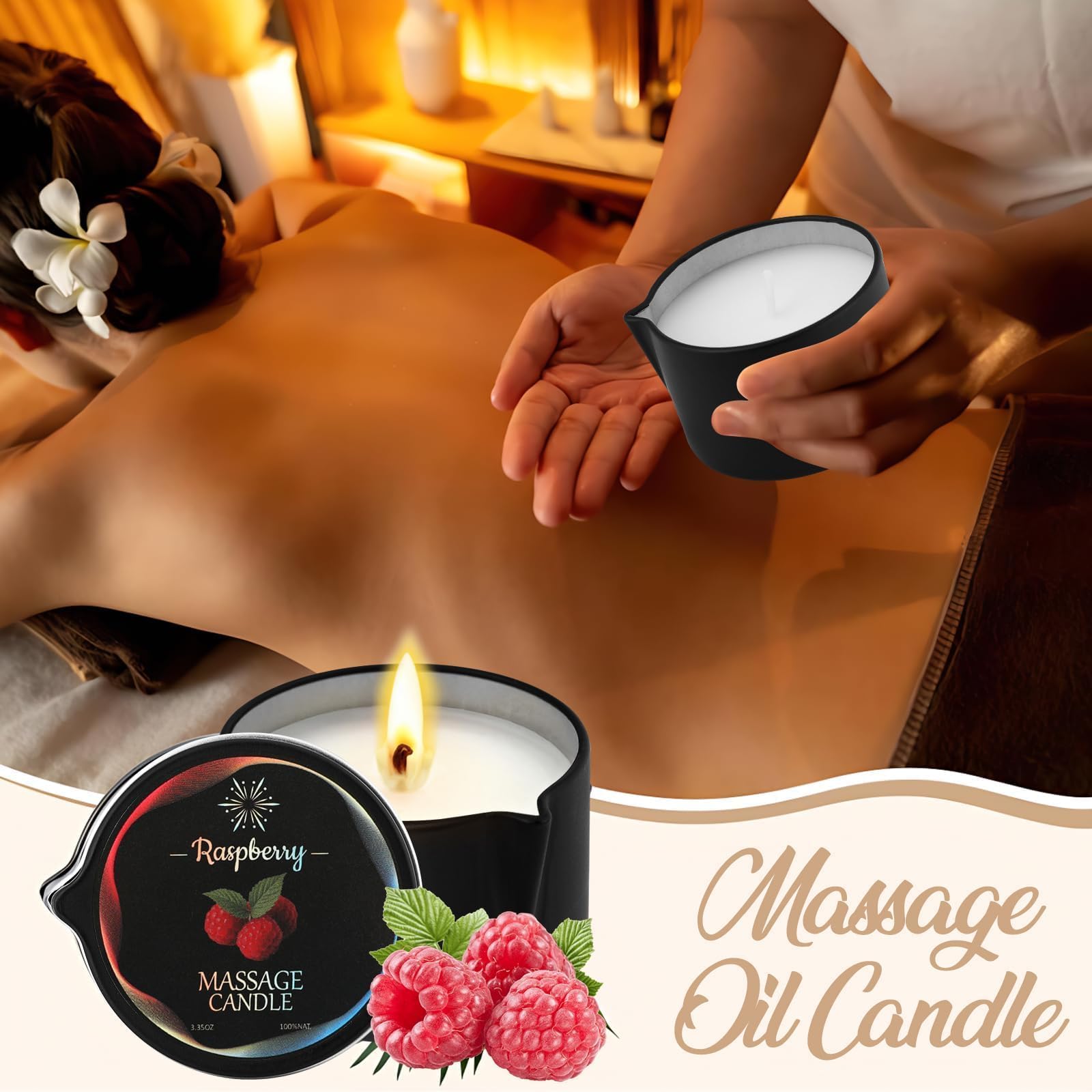 Juego de velas de masaje de 6 aromas, velas de aromaterapia de cera de soja con aceite suavizante de la piel, mezcla de soja de coco a baja temperatura para parejas