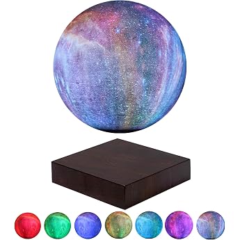 Floating Moon Lamp that Floats and Rotates Freely in the Air with Gradually Changing LED Lights Between 7 Colours Decorative Light for Kids Lovers Friends Square Base [Energy Class A]