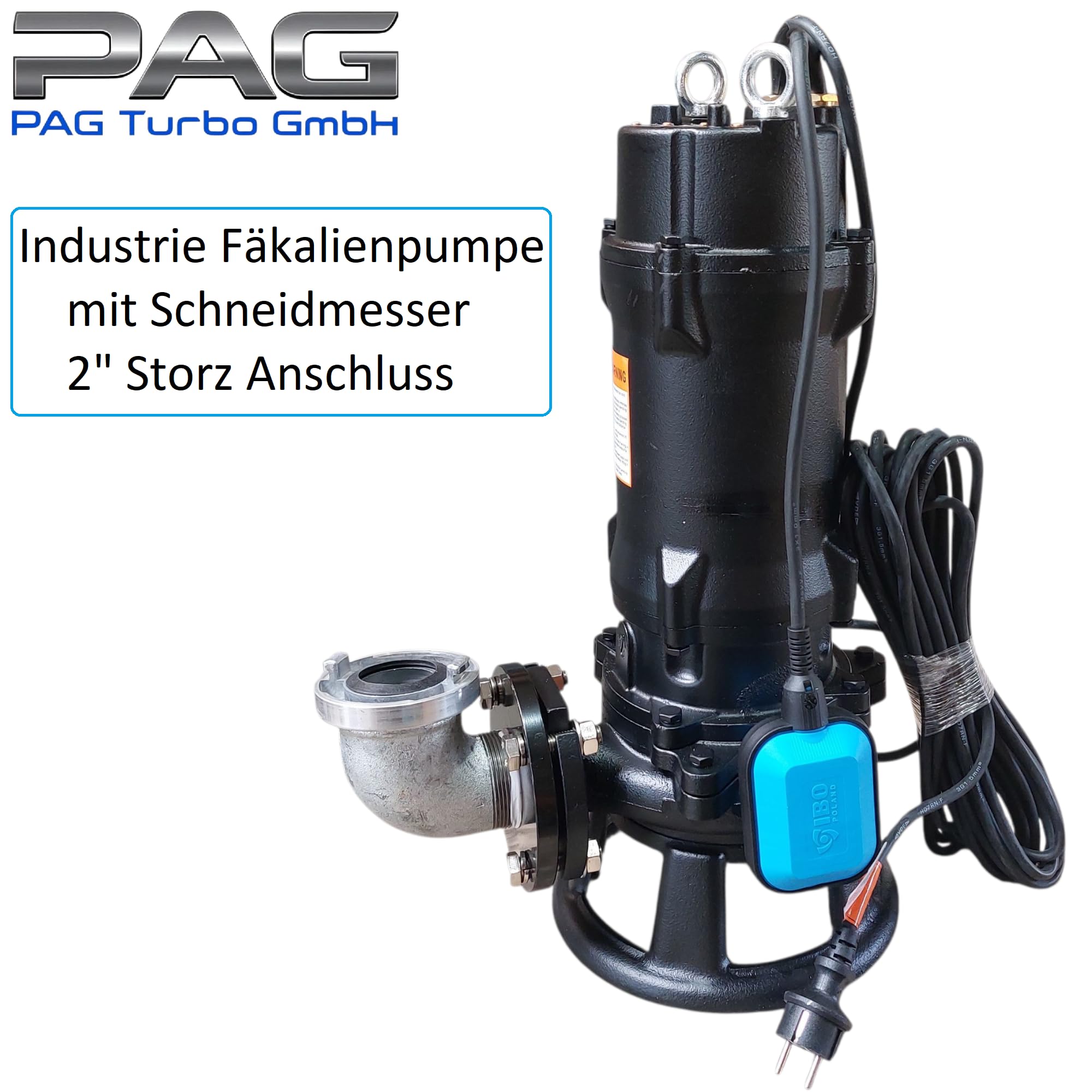 Industrie Fäkalienpumpe Schmutzwasserpumpe mit Schneidmesser ZWQ1100-1,1kW - 230V - 24000L/h