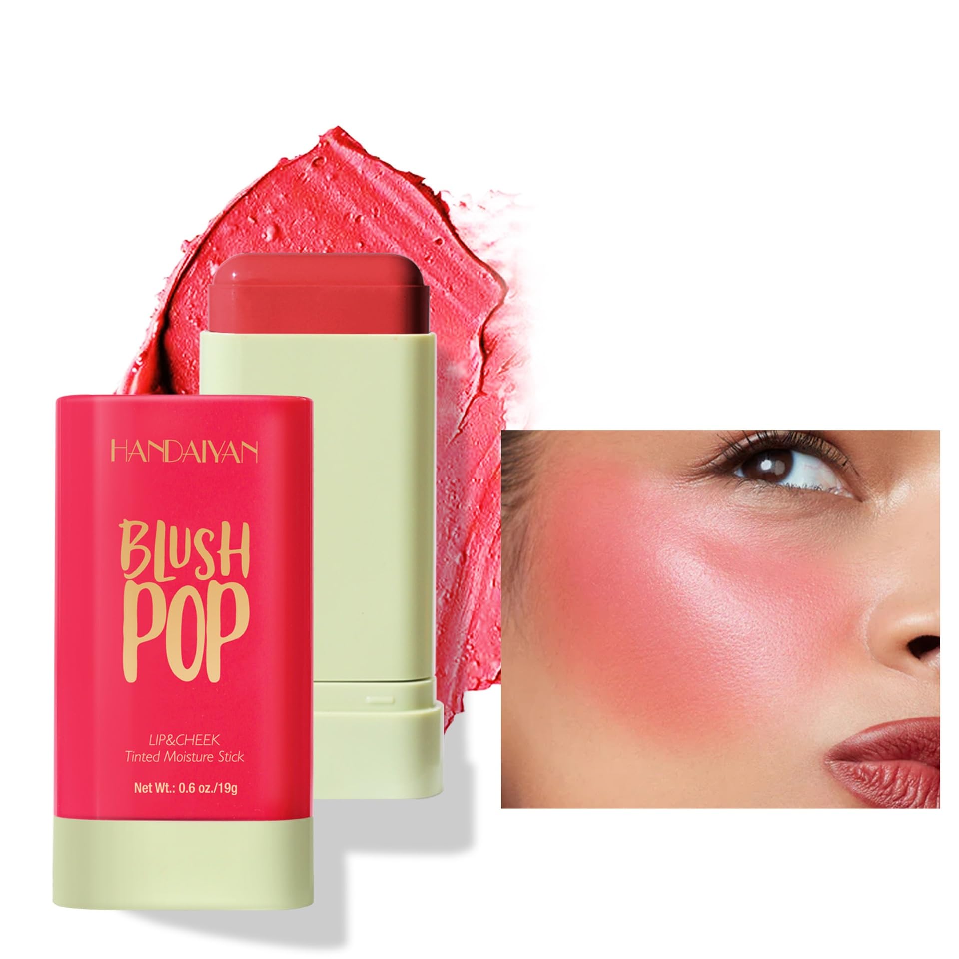 Colorete en barra, colorete en crema 2 en 1 para labios y mejillas, colorete en crema hidratante con un acabado mate natural, ligero, fácil de difuminar, versátil para todos los tonos de piel (03)