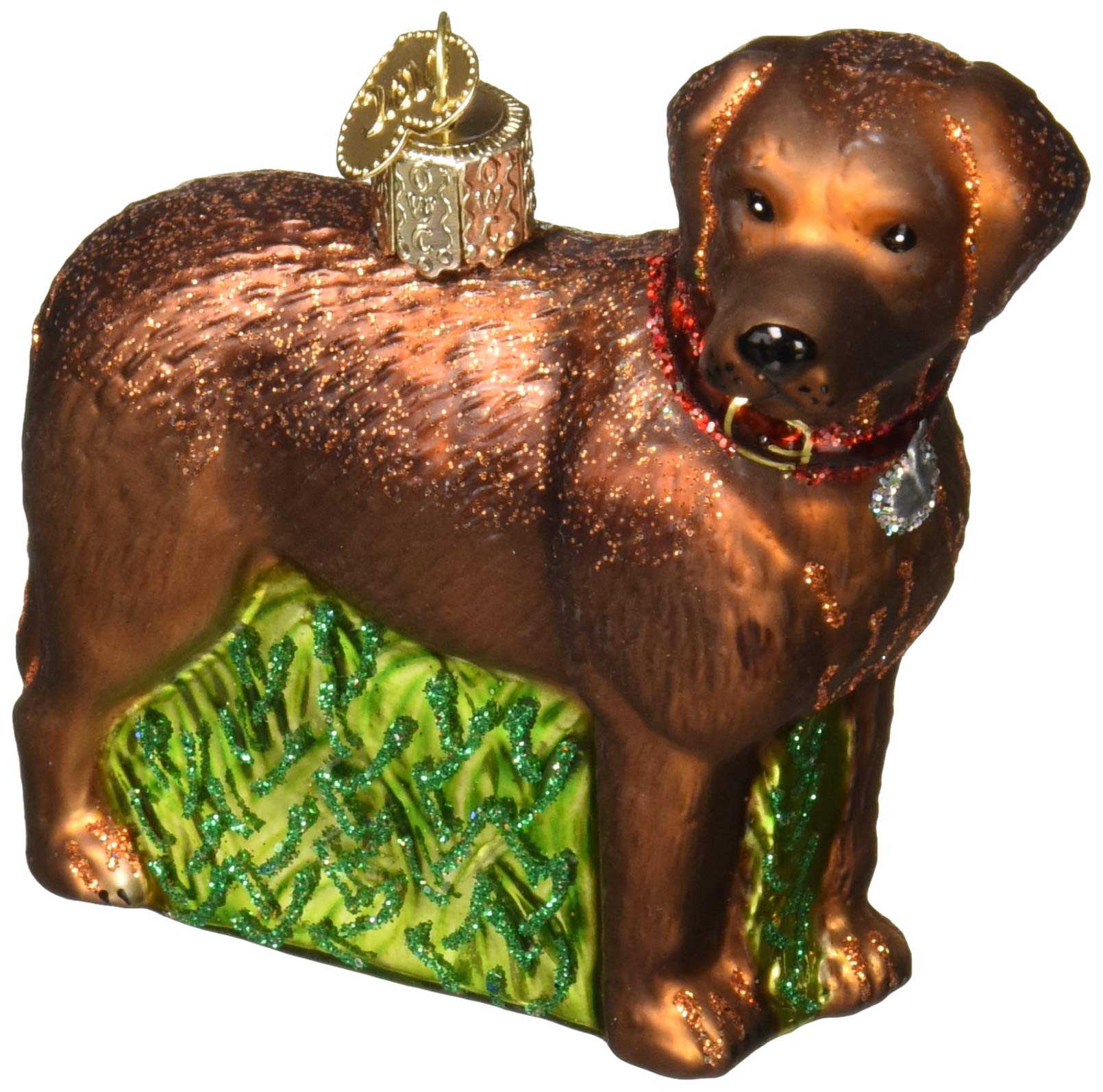 Standing Chocolate Lab Glass Blown Ornament for Christmas Tree, Handcrafted Holiday Decoration, Dog Collection