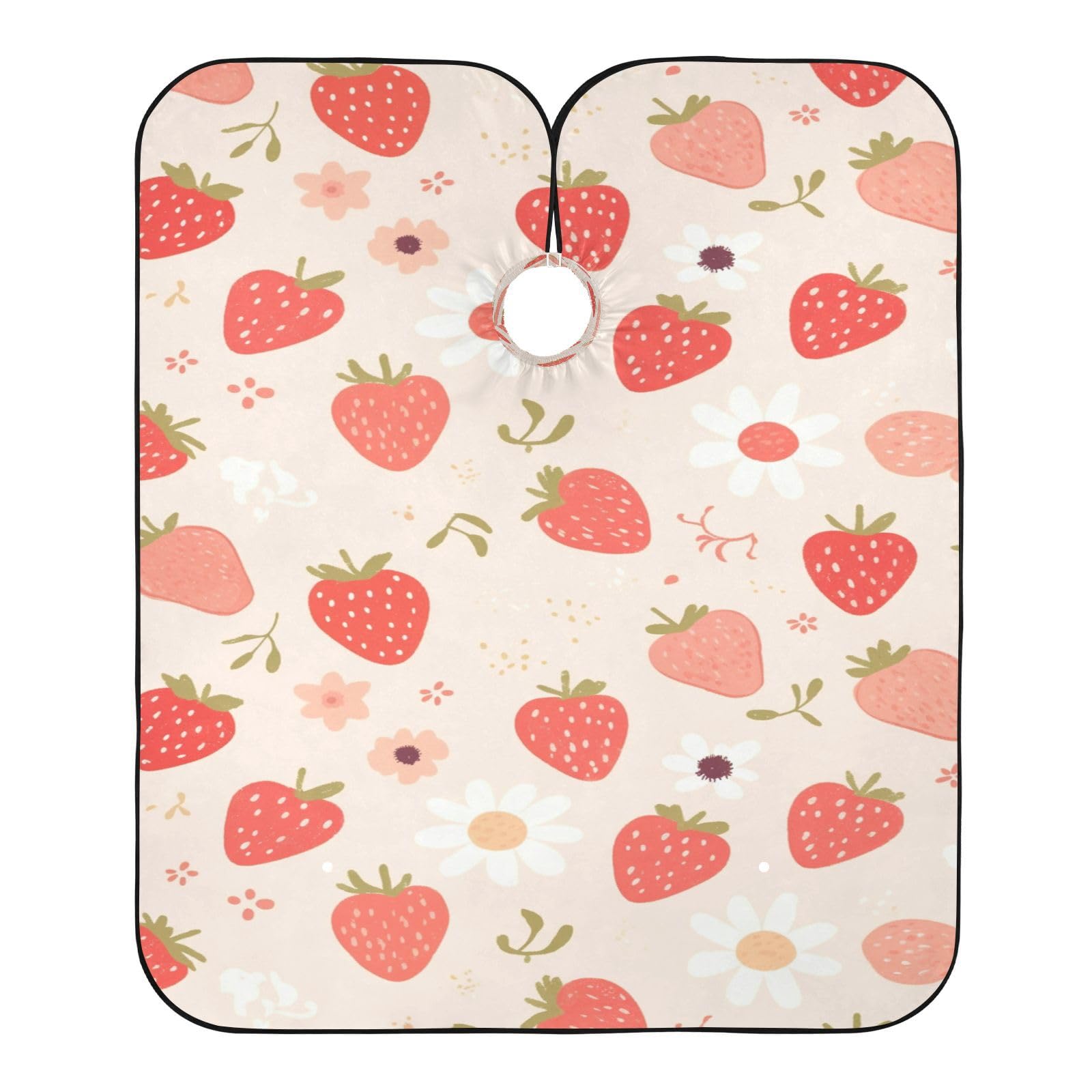 Kigai Strawberry Flowers Hair Cutting Cape for Men & Women Waterproof Barber Cape Professional Hairdressing Salon Styling Apron with Adjustable Closure Snap
