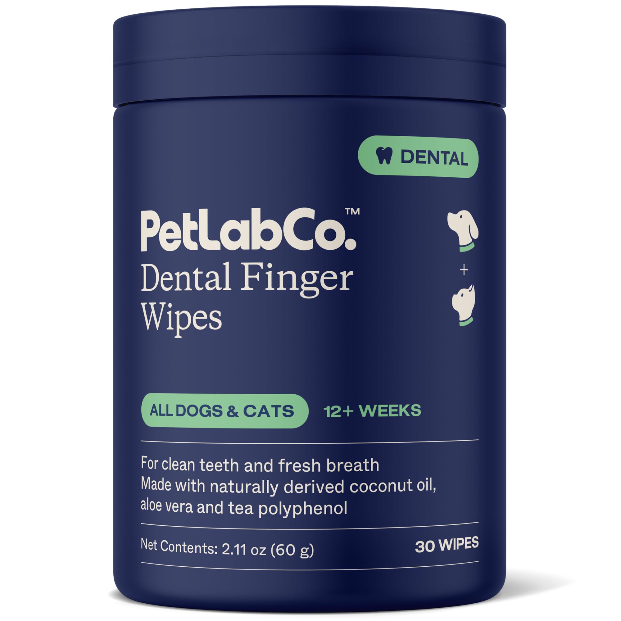 PetLab Co. Dental Finger Wipes - Easy to Use Dog & Cat Teeth Cleaner - Freshens Breath & Provides A Thorough Clean – Supports Overall Oral Hygiene – Alcohol & Fragrance Free - Packaging May Vary