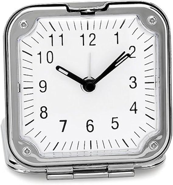 Chrome Square Folding Lightweight Travel Alarm Clock Amazon.co.uk