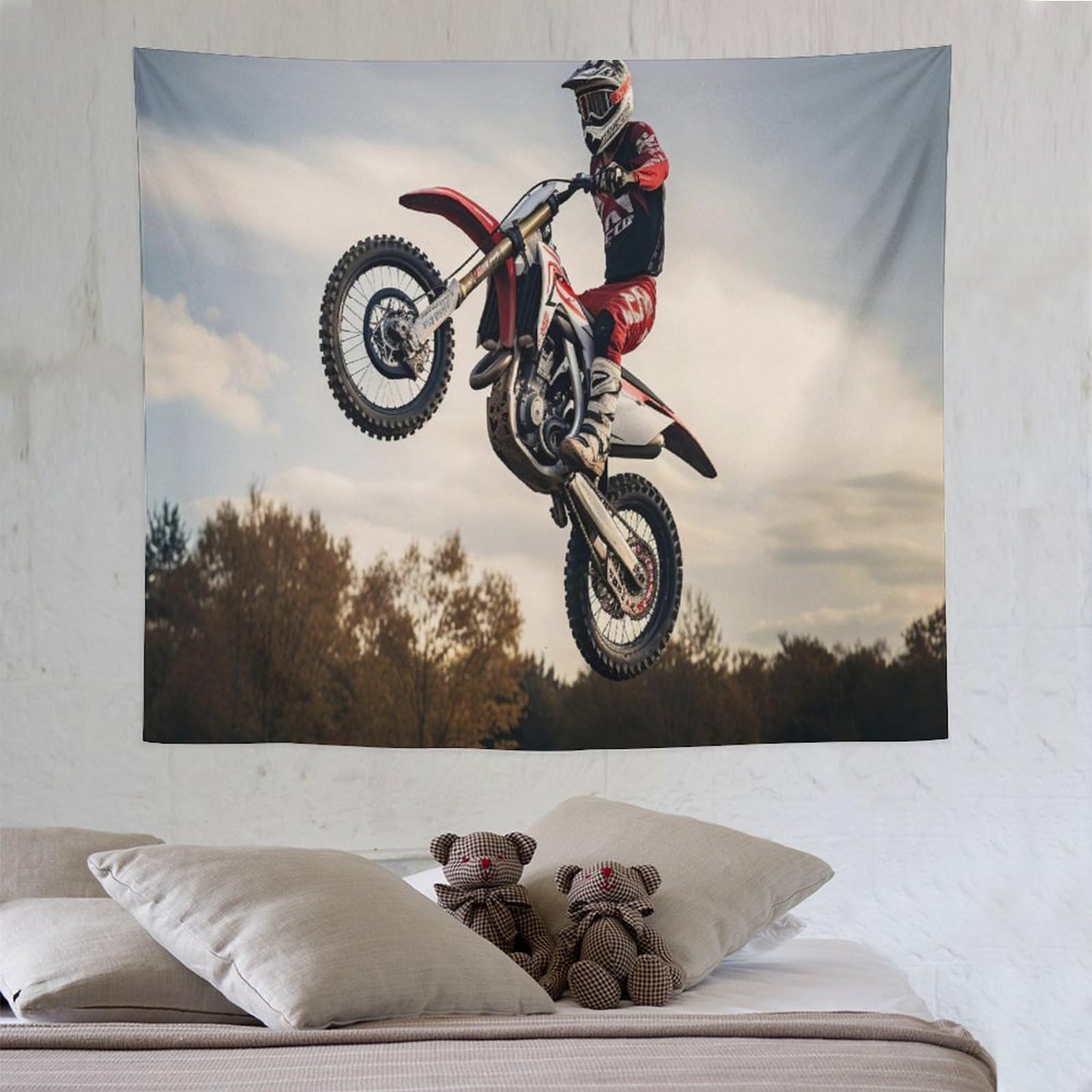 motocross Tapiz Para Colgar En La Pared, Decoración Del Hogar, Arte De Pared Para Habitación, Tapiz De Tela De Pared, Decoración De Pared, Arte De Pared 130×150cm
