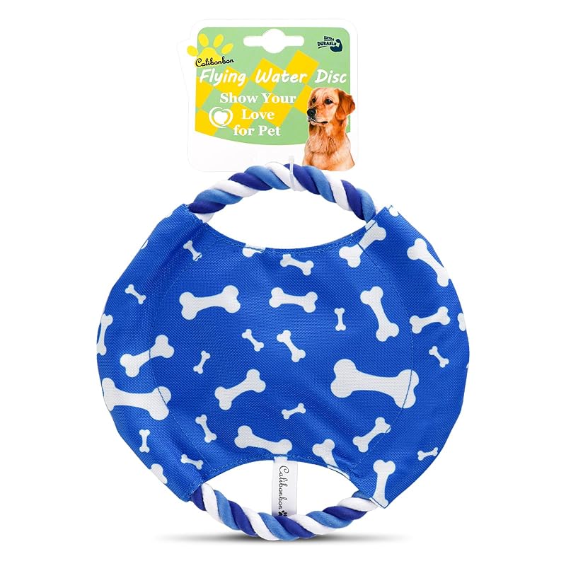 Disco Voador para Cães com Corda de Algodão Trançada e Apito Calibonbon Azul 22,35 cm