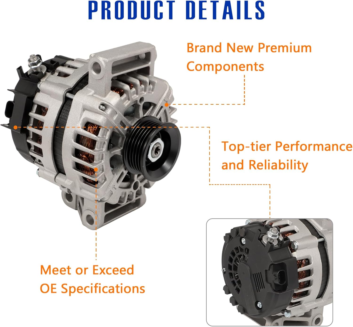 Alternator Motor Fits for HHR 2.2L 2.4L 2008-2011 Replaces 11266N, 15923218, FG12S011