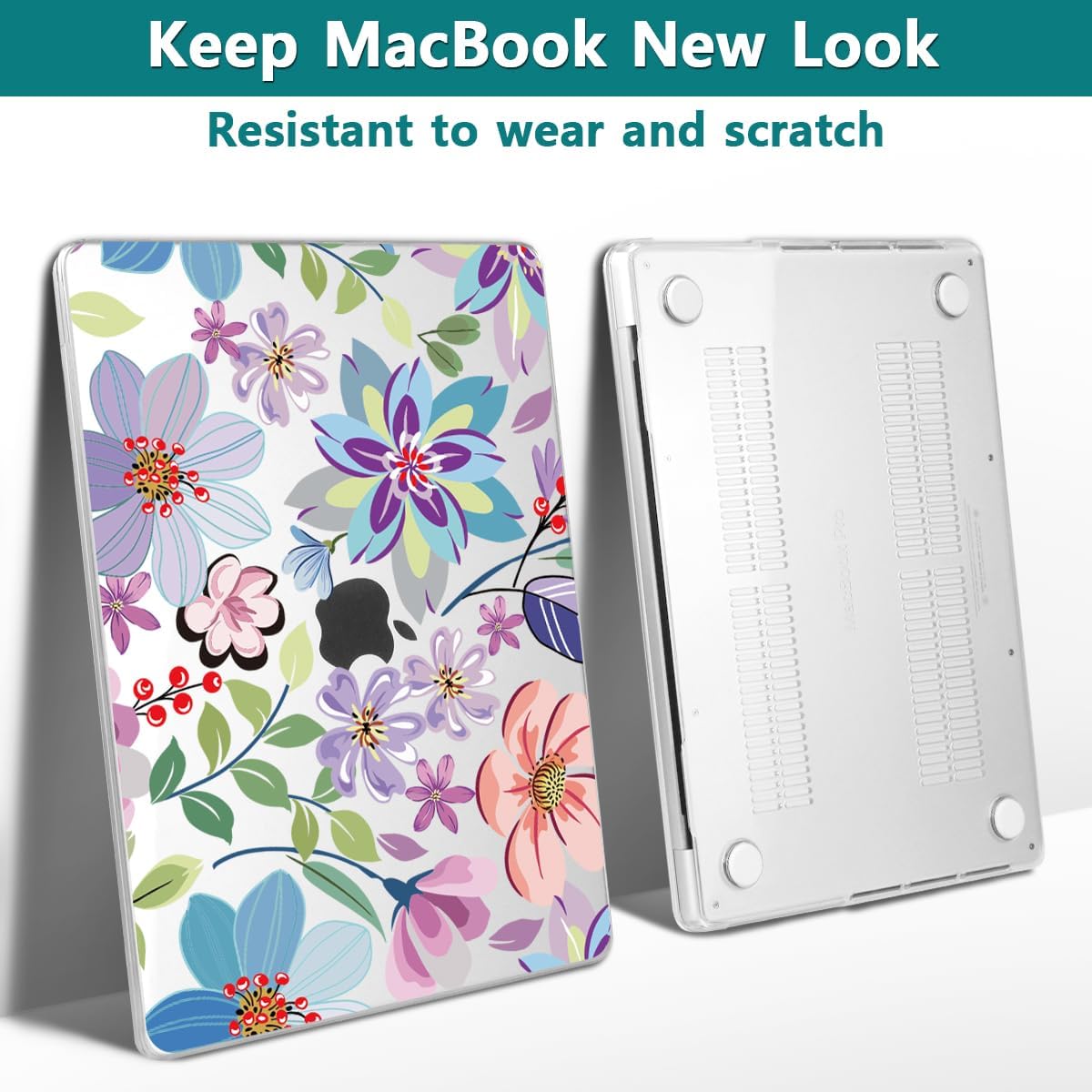 Teryeefi Case for MacBook Pro 16 inch M4/M3/M2/M1 Pro Max 2025-2021 Release (A3403/A3186/A2991/A2780/A2485), Laptop Hard Shell with Keyboard Cover & Screen Protector & Type C Adapter, Flower 104