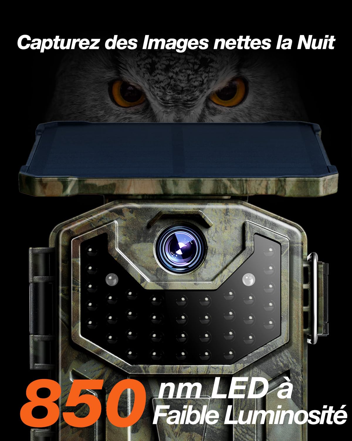iZEEKER Caméra de Chasse Solaire 4K 48MP à 30fps avec 2,0’’ Écran LCD Intégré, 2600mAh Batterie Pas de WiFi, Camera Chasse avec Détection de Mouvement PIR et Vision Nocturne IR pour Observer la Faune