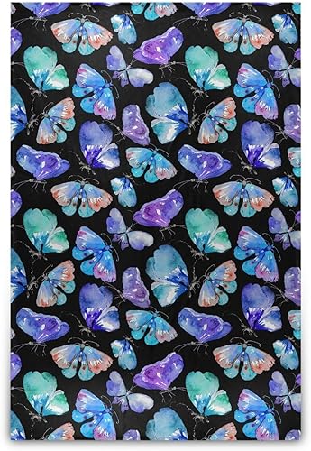Butterflies Watercolors Pattern Ultra-Soft Plush Travel Blankets, Comfy Fall Fluffy Blanket Adults Kids Office Car Bed Throws 60"x90" Blankets &