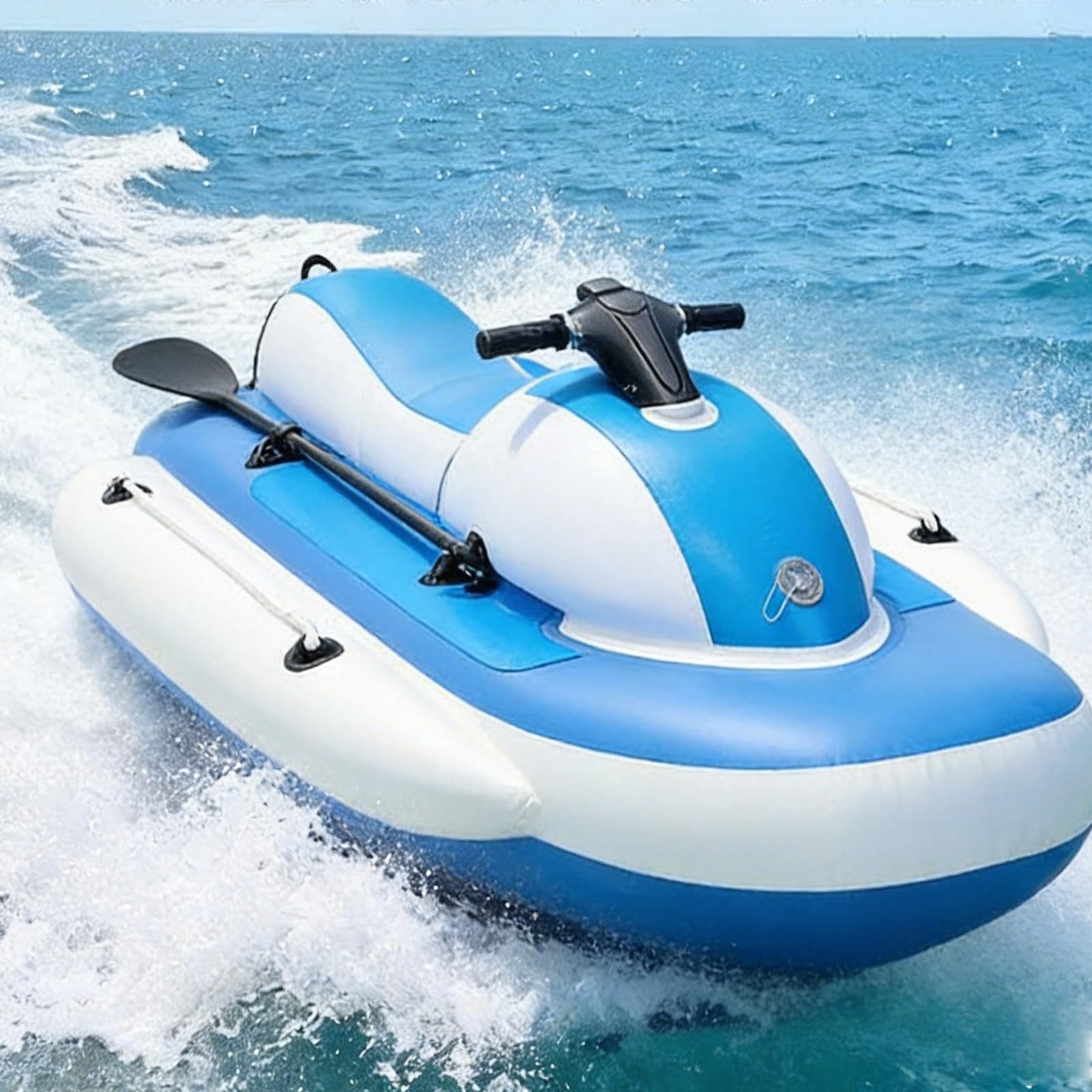 Lpoxuru Inflatable Electric Water Jet Ski, Multi-Purpose Underwater Scooter, Anti-Tip Design, 200KG Load for Water Sports and Recreation 700w/16A