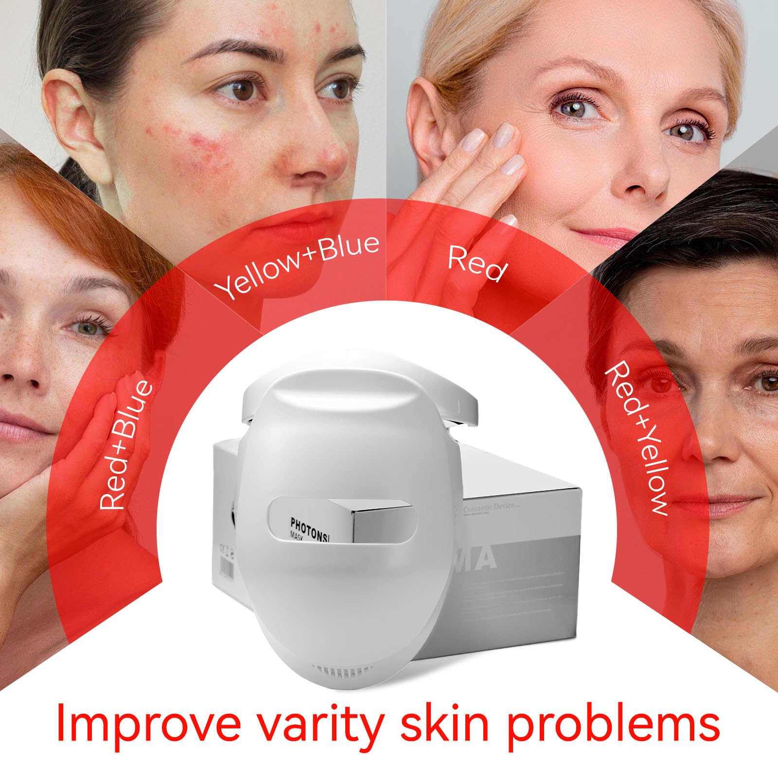 Nualux Red Light Therapy Led Facial Mask-Photons Facial Skin Care Machine LED Beauty Mask Therapy Machine -HK207