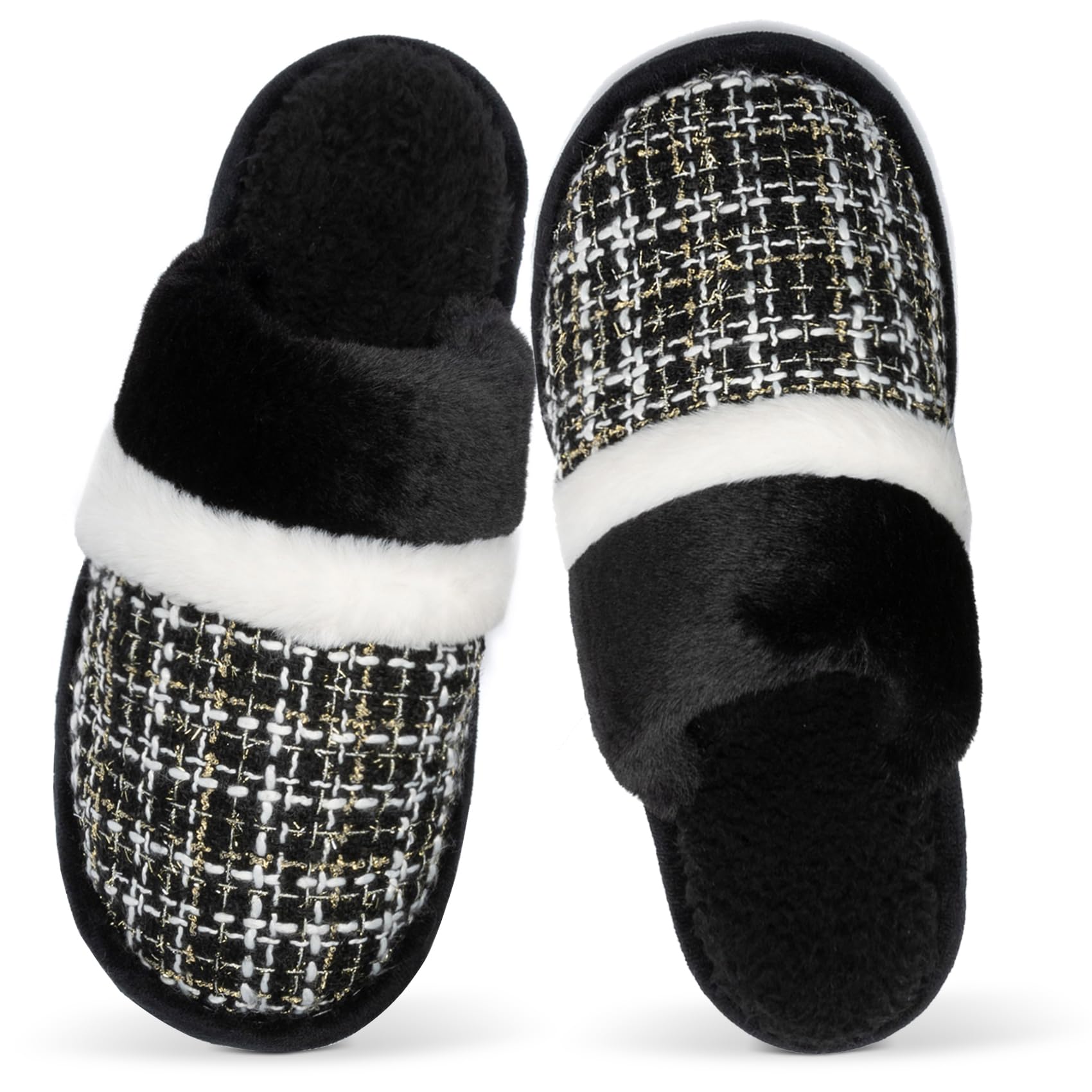 Xoenoiee Fuzzy pantoffels voor dames en heren, pluche, warme pantoffels Xoenoiee Fuzzy pantoffels voor dames en heren, pluche, warme pantoffels