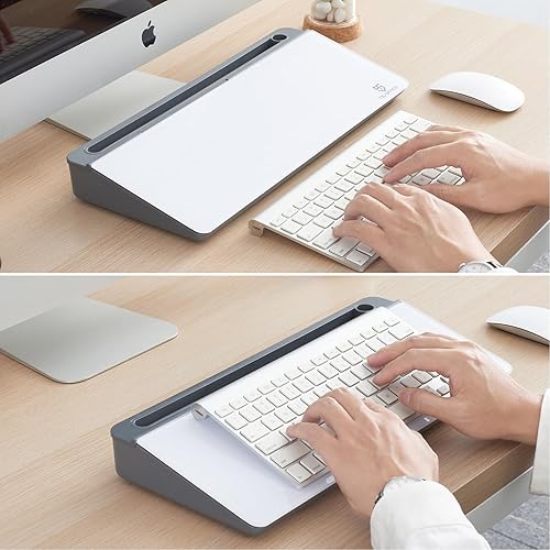 Vista 109 de TSJ OFFICE - Pizarra blanca para escritorio que se borra en seco para oficina, hogar y estudiantes, soporte para teclado de computadora, Base