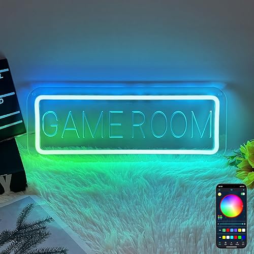 Miniatura 66 de Game Zone - Letreros de neón para decoración de habitación de jugadores, letrero de neón para decoración de pared, dormitorio, sala de juegos, Azul