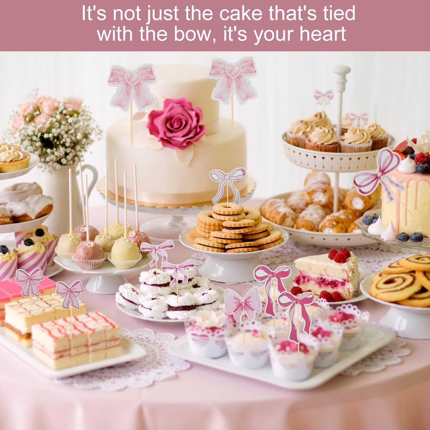 20 Decorazioni Per Torte A Forma Di Fiocco, In Tessuto, Per Baby Shower, Compleanni, Matrimoni E Anniversari - Ideali Per Torte, Dessert E Spiedini