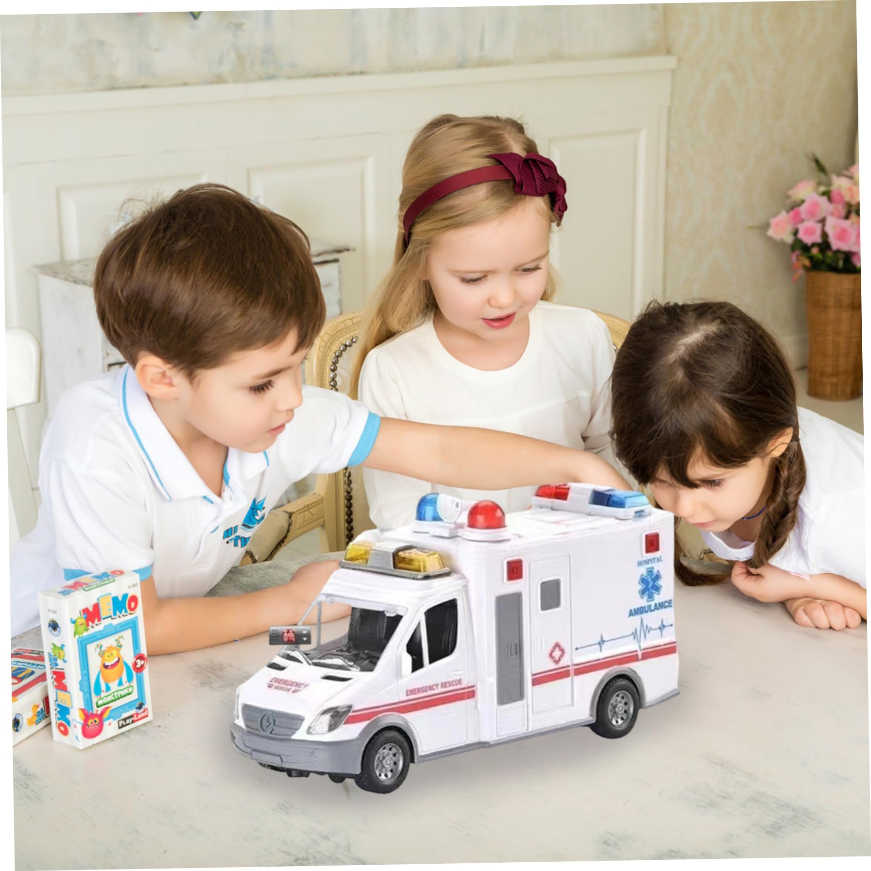 Ambulance Jouet Réaliste Avec Lumières LED Et Musique – Portes Manuelles, 20x15cm – Pour Enfants Dès 3 Ans – Jeu éducatif