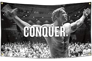 Arnold Schwarzenegger Conquer Motivational Inspirational Office Gym Wall Decor Flag Funny Poster Tapestry