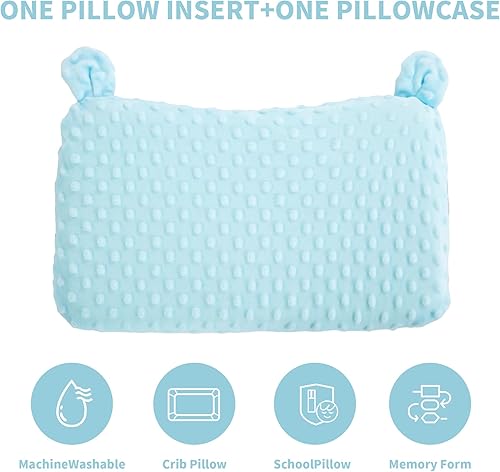 Miniatura 6 de HOMBYS Almohada de espuma viscoelástica para niños pequeños con funda de almohada para dormir, almohada de 16 x 10 pulgadas para cama de niños