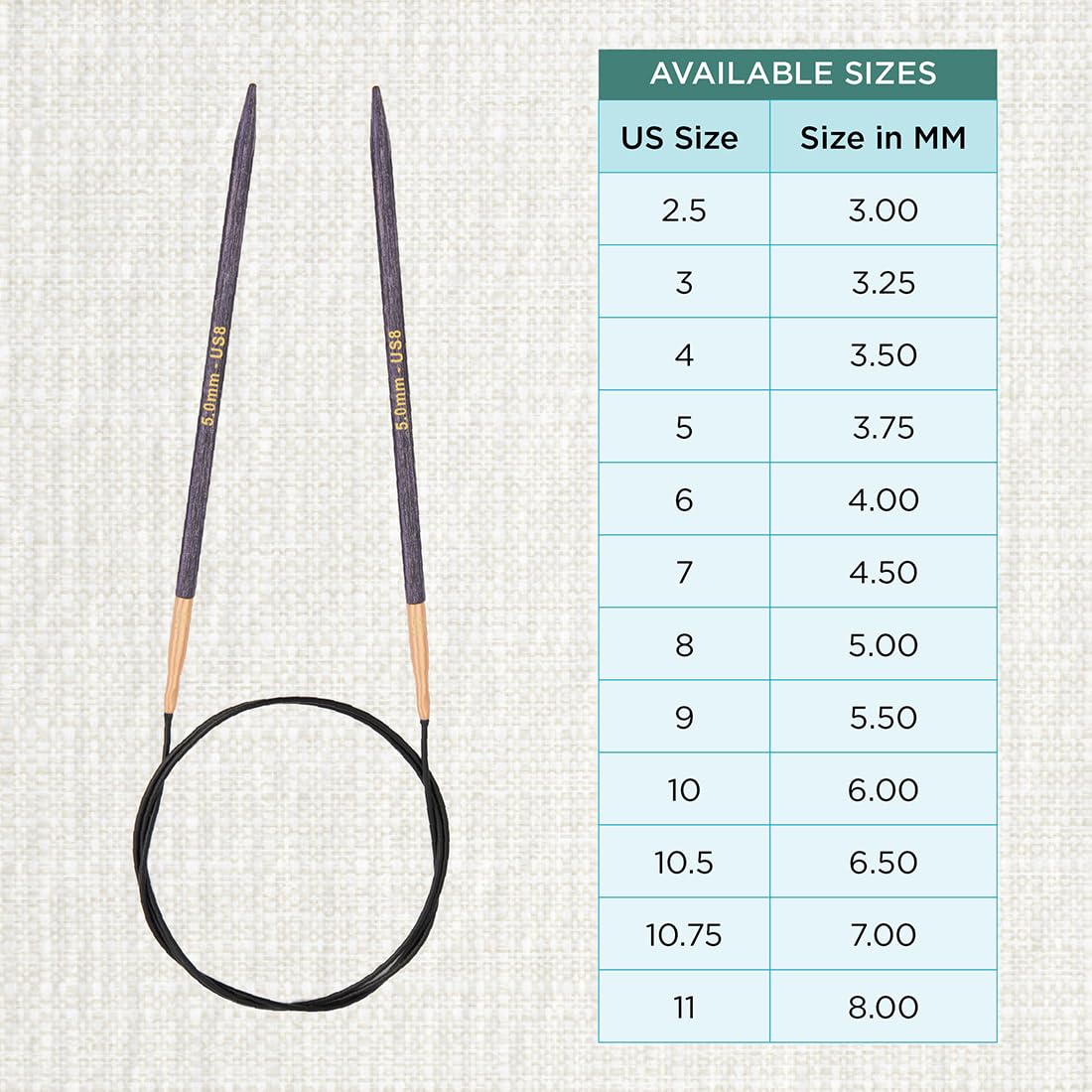 KnitPro J’Adore Cubics Fixed Circular Needles 40" 100cm, Lavender, 5.00mm - Image 4