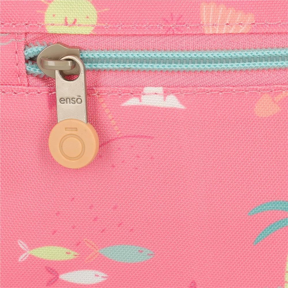 Enso Magic Summer Zaino per bambini, zaino per la scuola, realizzato in poliestere, ruote doppie a rotazione multidirezionale, molteplici modi di usarlo, rosa e blu, multicolore, 32x44x17 cms, Zaino