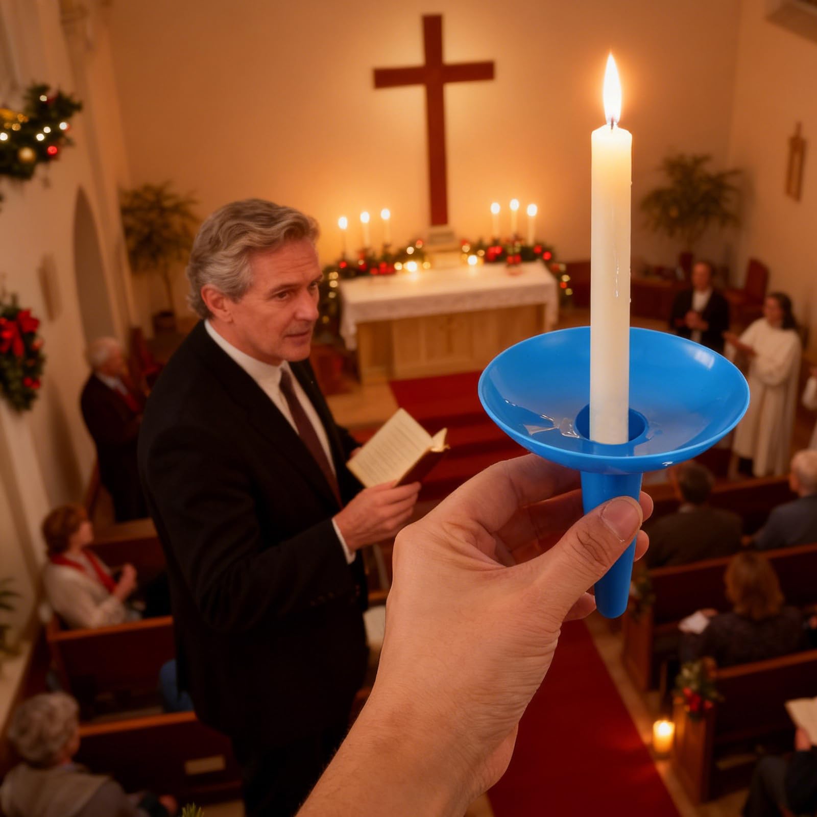 Porta Cera Navideño de Plástico Azul 50 Piezas para Velas