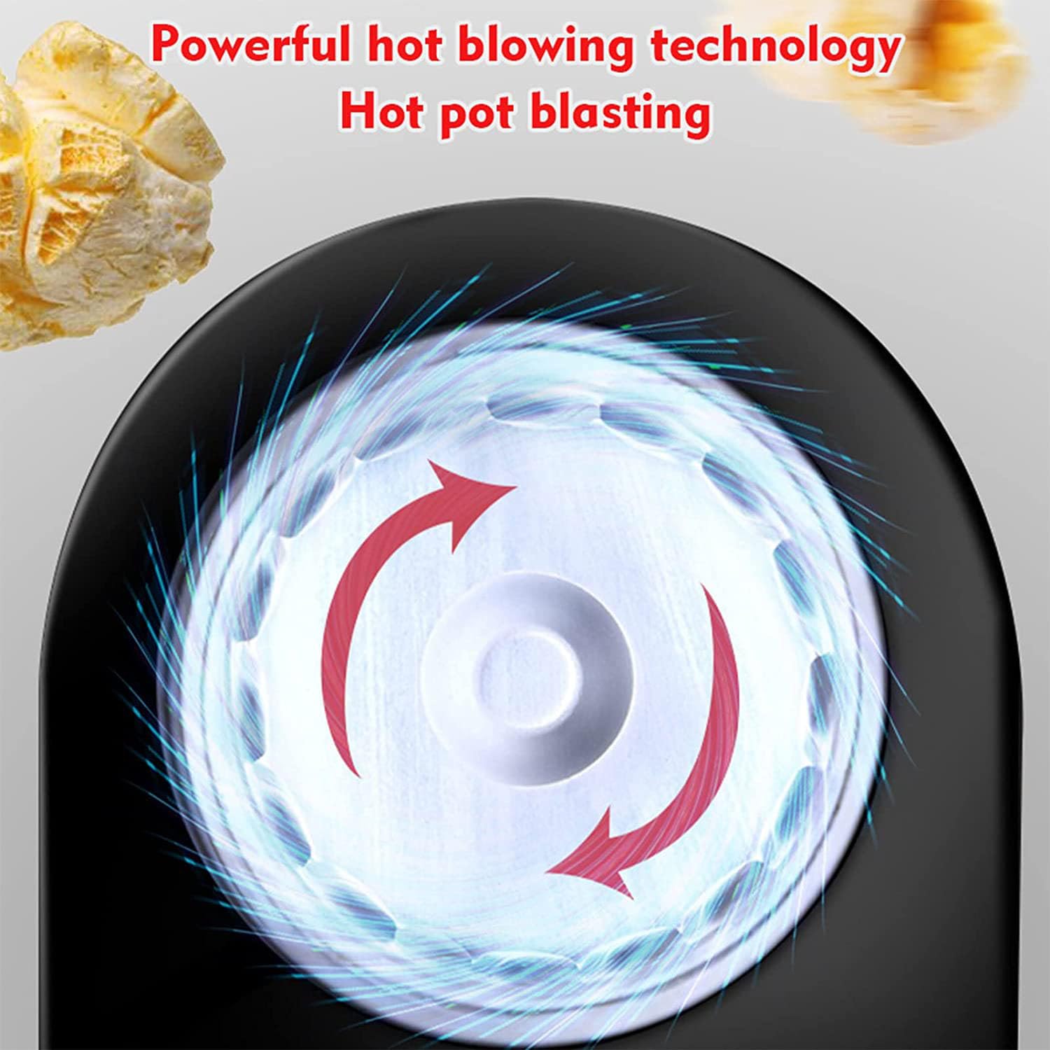 Macchina per Popcorn, Macchina per Popcorn elettrica per Mini Popcorn per Uso Domestico, Macchina per Popcorn ad Aria Calda Senza Olio, con misurino e Coperchio Superiore