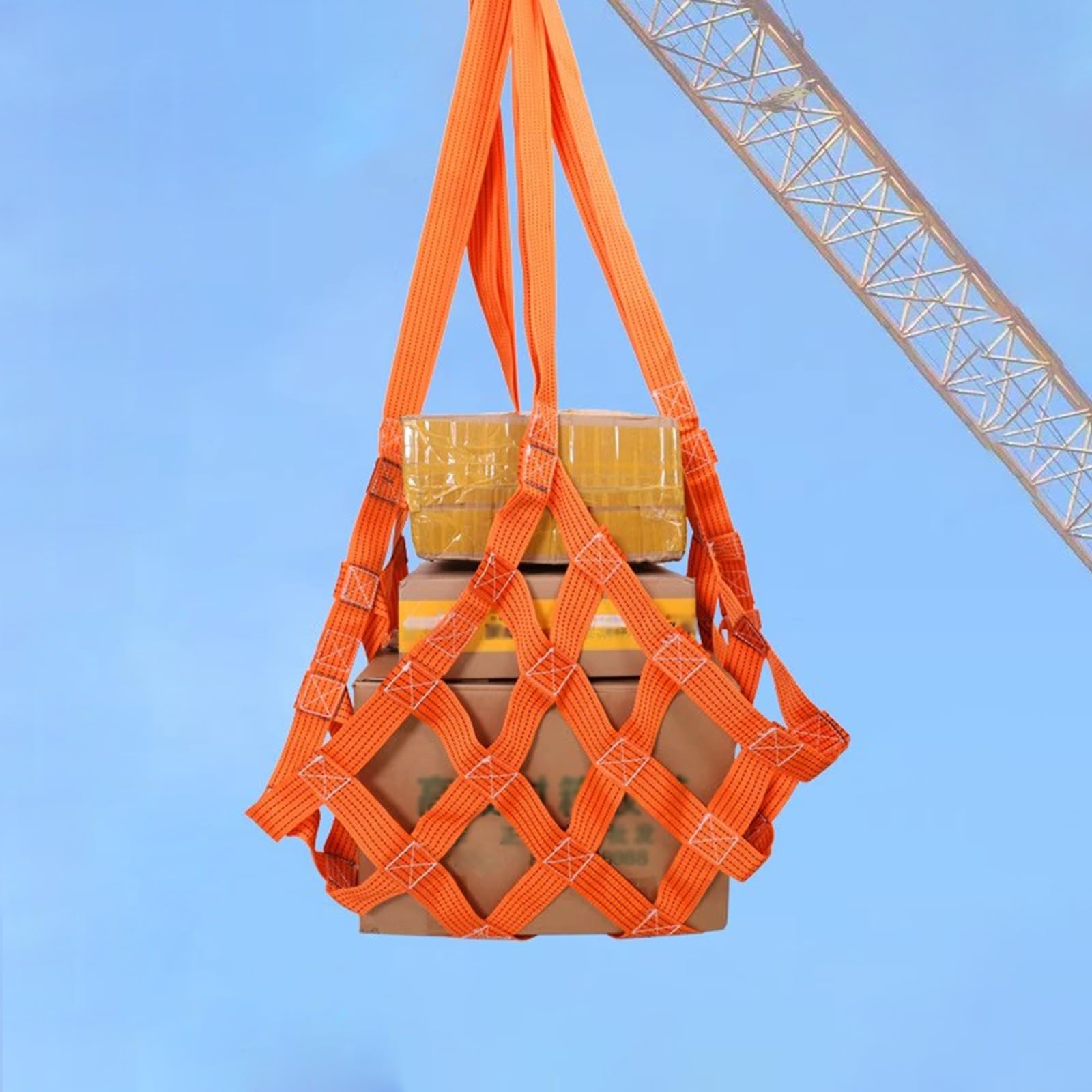 WQPMNYG Hoisting Lifting Nets,Heavy Duty Cargo Net Lifting Basket (2.5x2.5m, 3 Ton Load) - Durable Nylon Sling Hoist for Construction Rigging, Moving, and Heavy Lifting with Reinforced Str