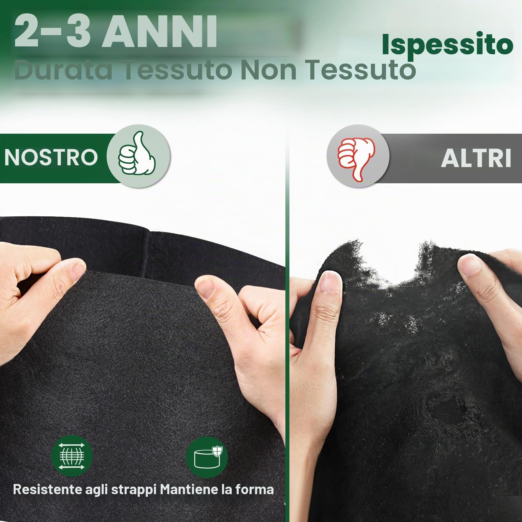 T4U Sacchi per Coltivazione Orto, Sacchi per Piante 56 L Set da 5 | Sacco per coltivare patate, Sacchi per orto, Pomodori, patate, balcone, giardino, orto domestico