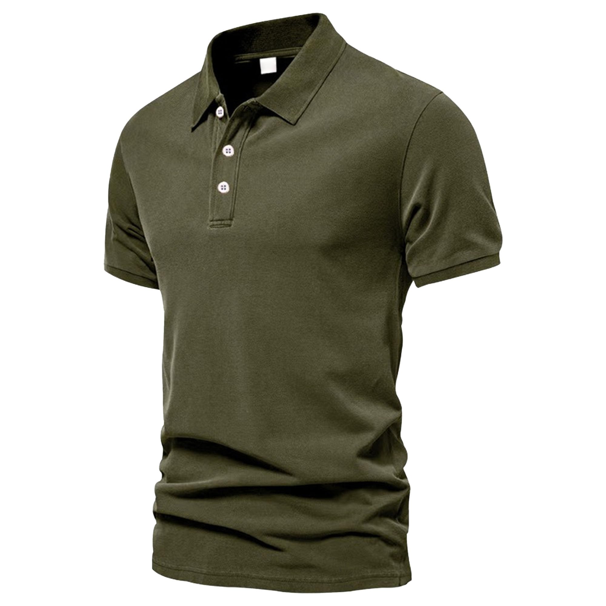 Zylphorix Men's Solid Slim Fit Short Sleeved T Shirt Quarter Zipper Lapel Trendy Shirts Summer Casual Daily Street Pullover (Navy Green,XX-Large)