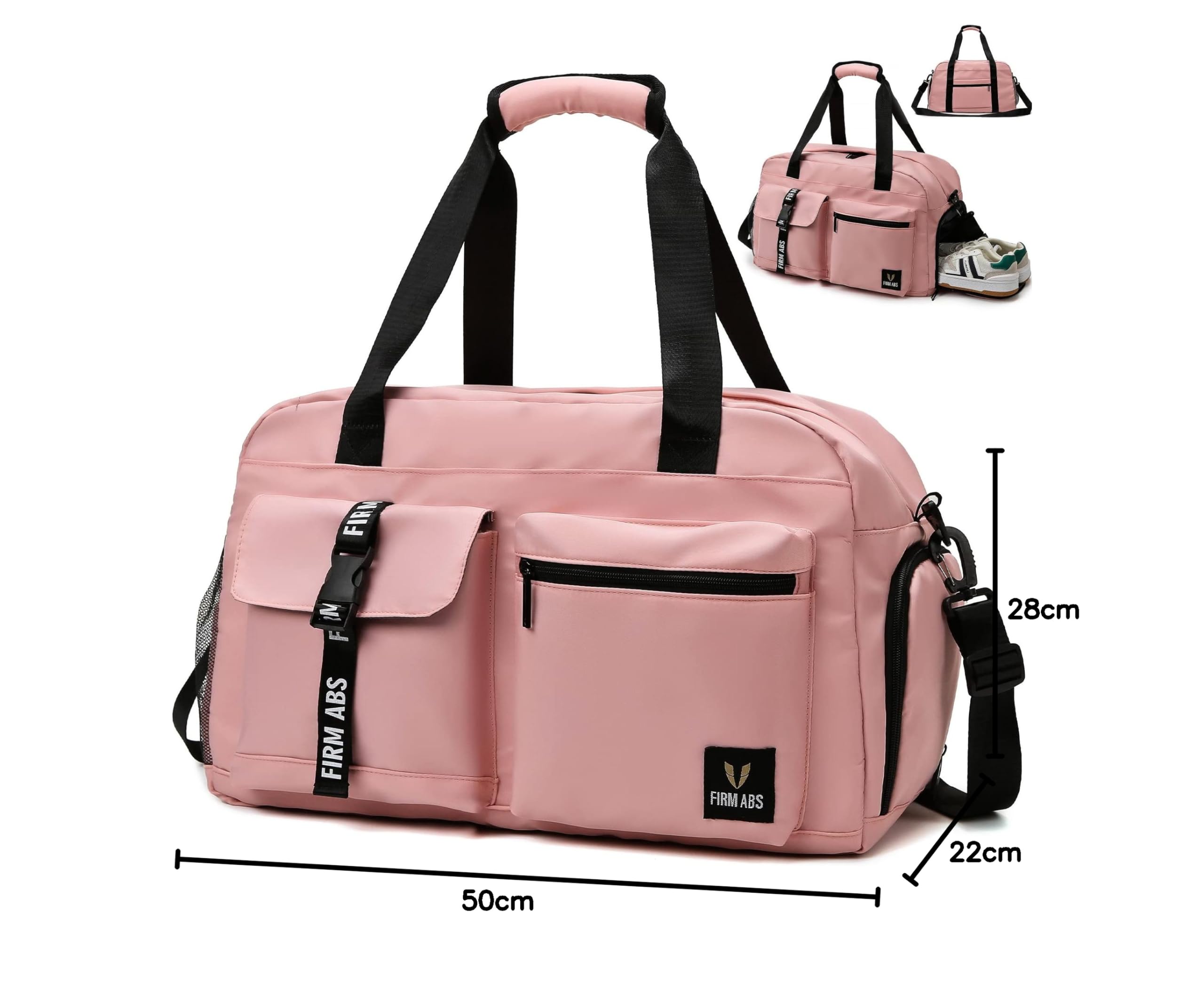 Borsone Palestra Donna, Borsa Palestra con Scomparto per Scarpe, Borsone da Viaggio Donna Impermeabile (Rosa)