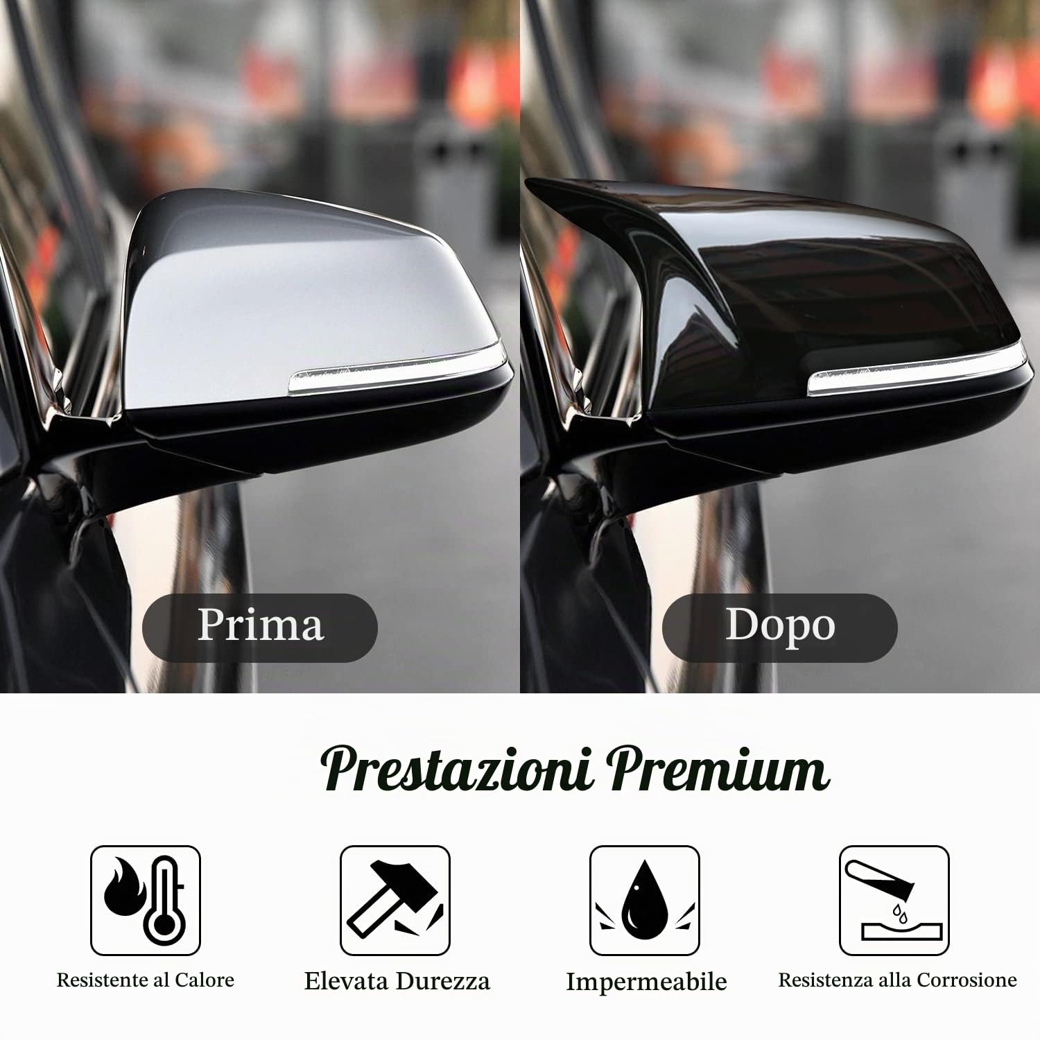 Coprini Specchietti Retrovisori Per Auto, ABS Plastic Specchio Laterale Coperchio di Copertura Compatibile con BMW F20 F21 F22 F23 F30 F31 F32 F33 F36 X1 E84 I3 M2 F87, Nero Lucido, 1 Paio