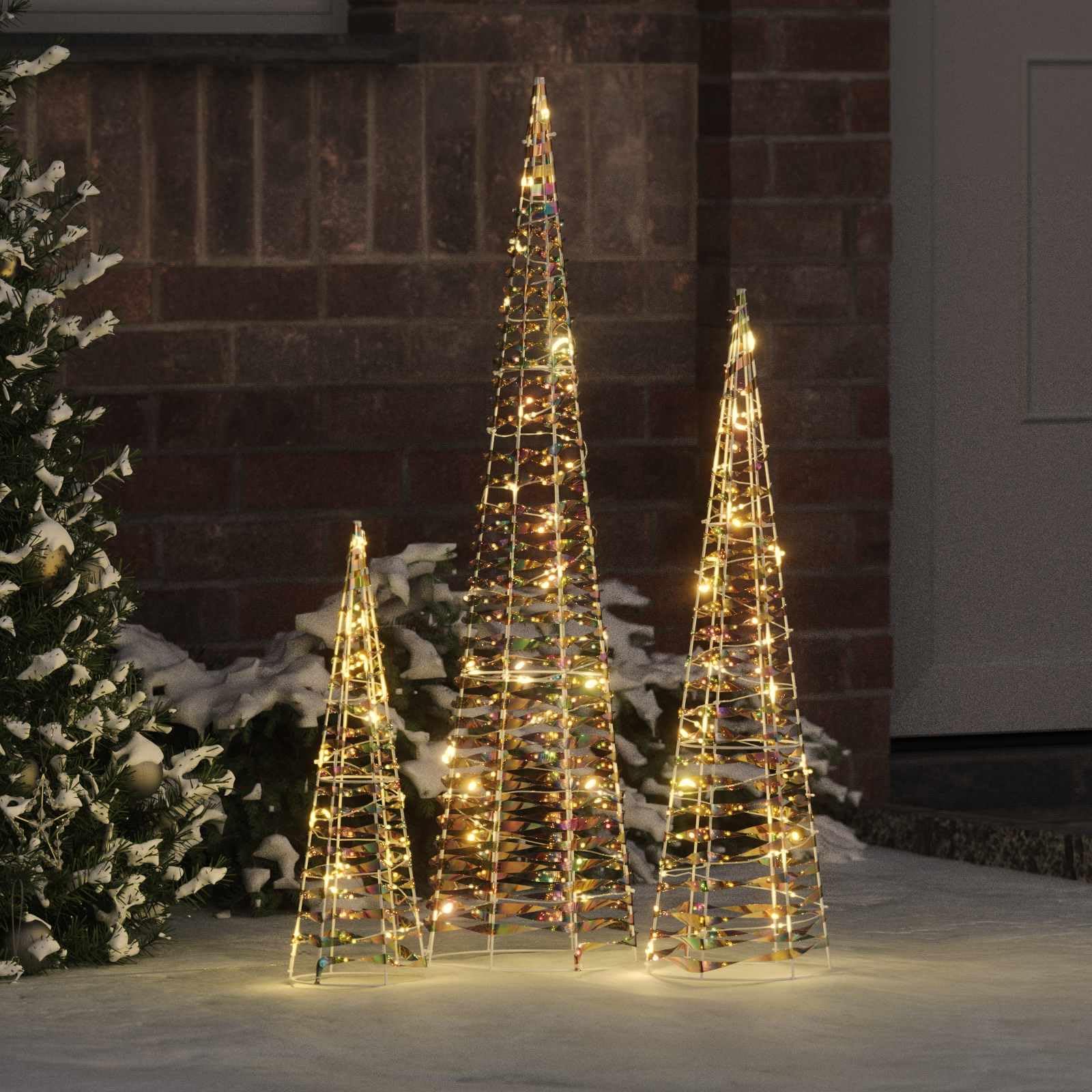 vidaXL Weihnachtsbaum 3 STK. Warmweiß 20 x 20 x 80 cm PET 90 LEDs