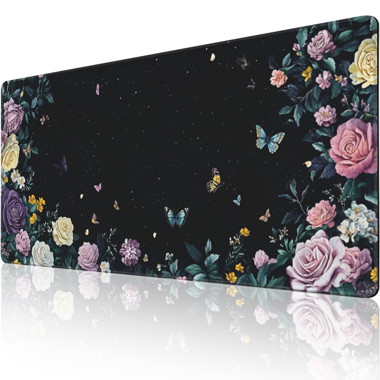 Alfombrilla de mouse para juegos y oficina, 48 x 24 pulgadas, extendida, 3XL, con bordes cosidos, base de goma antideslizante, alfombrilla de mouse gigante para laptop, teclado, PC, protector