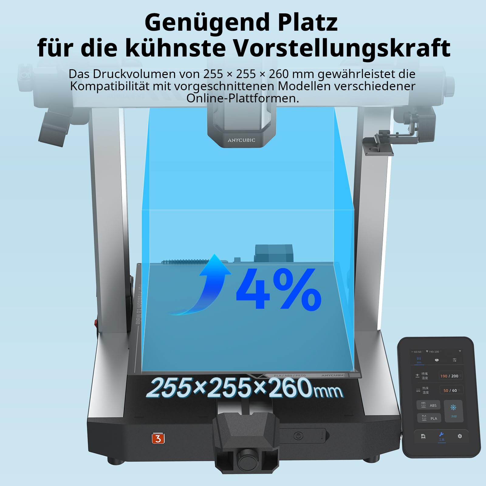 Anycubic Kobra 3 V2 Combo 3D Drucker, 4-Farben-Druck, Verbesserte Auto Leveling, Bis zu 600 mm/s, Aktive Filamenttrocknung, Druckgröße 255 x 255 x 260 mm