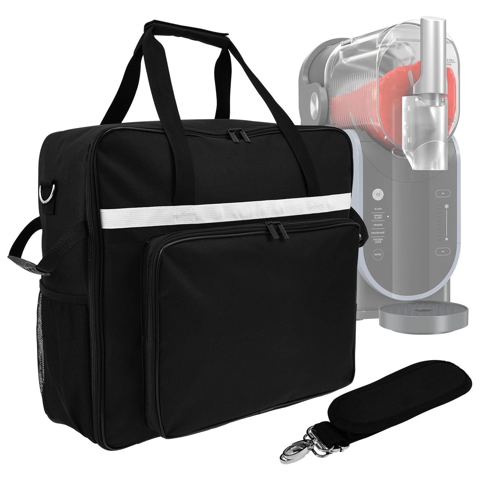 Foppla Black Carrying Bag For Fs301 Fs299 Fs300 Slushie Machine Travel Case Protective Carrier Storage Tote Organizer Waterproof Heavy Duty Portable With Shoulder Strap For Frozen Drink Maker Outdoor Travel