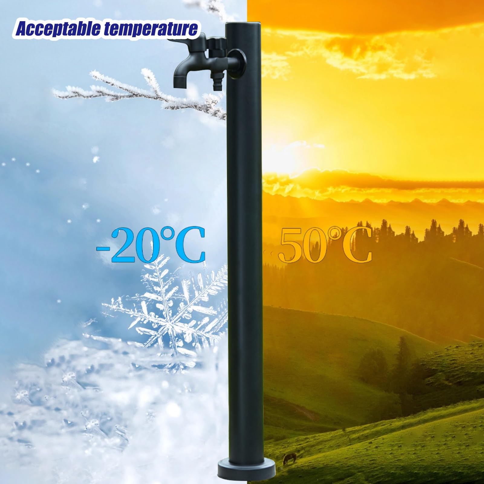 Colonne d'eau de Jardin avec Robinet, Distributeur d'eau Vertical cylindrique en Acier Inoxydable, Colonne d'eau extérieure, pour l'arrosage et Le Lavage du Jardin.(23.6in/60cm,A)