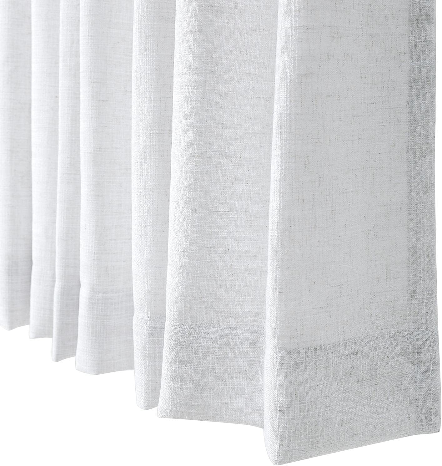 Linen Curtain, 84 Inches Long Solid Room Darkening Rod Pocket Single Curtain Panel, Snow White (1 Panel 50Wx84L)