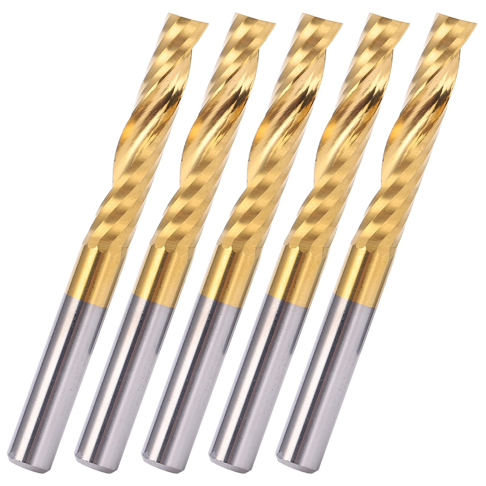FTVOGUE 5-teiliges Spiralfräser-Set, 1/4 Zoll Schaft, Hochglanzpolierte