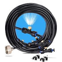 UNCO- Misting System, 26 FT, 7 Brass Mist Nozzles, 3/4" Brass Adapter, Misters for Outside Patio, Misting System for Patio, Garden, Greenhouse, Trampoline, Porch