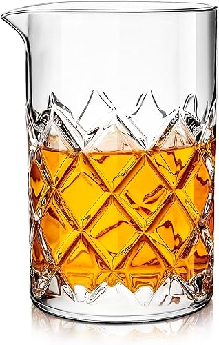 8 piezas de vidrio mezclador de cristal mezclador de cóctel de fondo grueso, jarra de cóctel sin costuras para el hogar, barman bar, whisky y