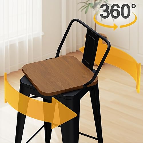 Miniatura 4 de Andeworld Juego de 4 taburetes de bar giratorios de 24 pulgadas, taburetes de bar industriales de metal (24 pulgadas, negro mate) Mate negro,Blanco