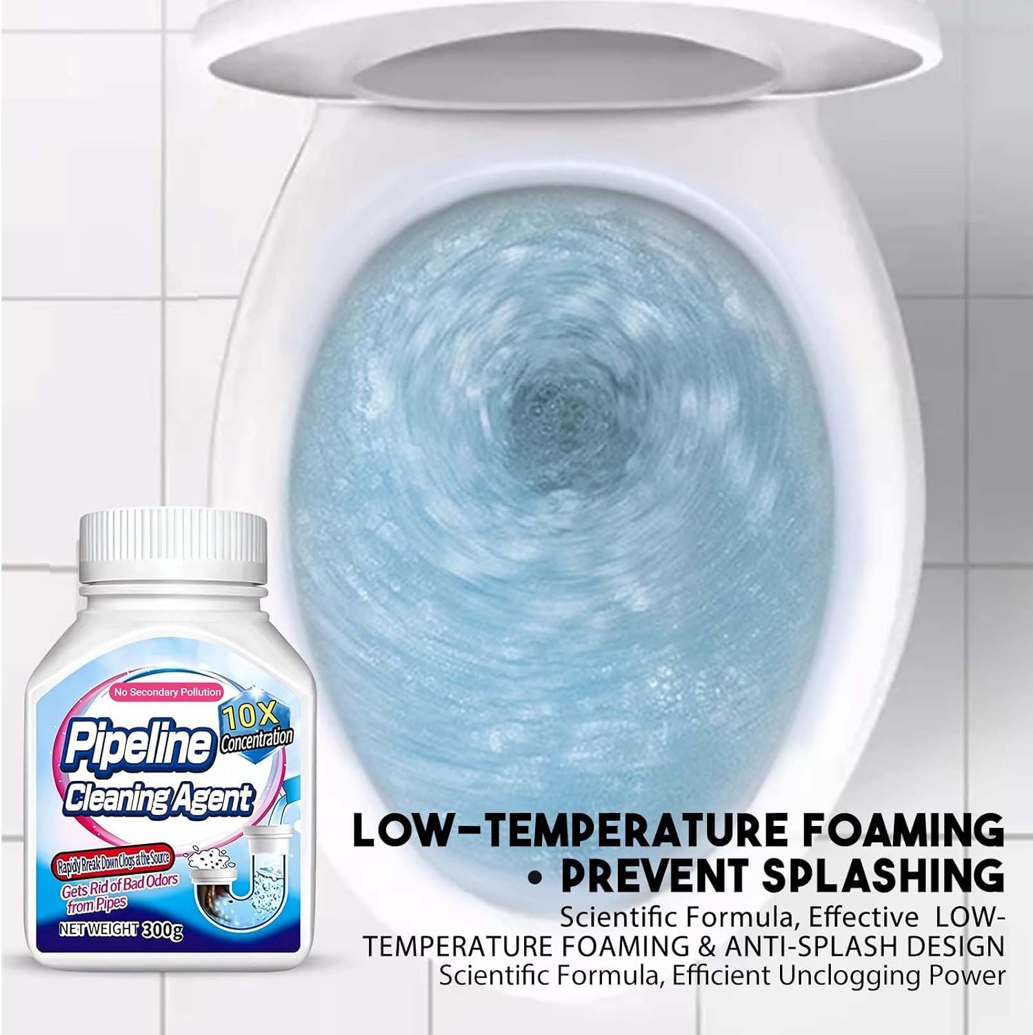 Pipeline Dredging Agent, 300g Powerful Drain Clog Remover Agent, Professional Pipe Unblocker for Sinks & Showers, Dissolves Hair, Grease, Soap Scum, Prevents Blockages & Odors (5PC)